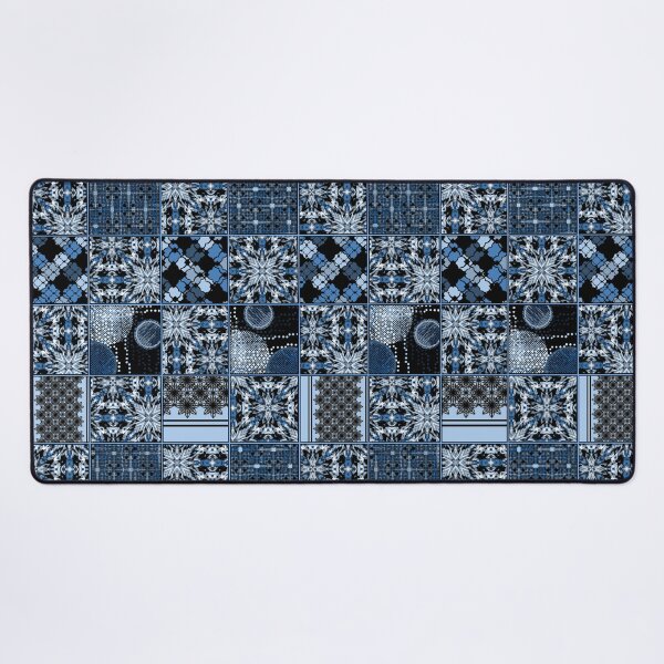 Item preview, Monochrome blue patchwork pattern. Classic rustic ornament. designed and sold by marinaklykva.