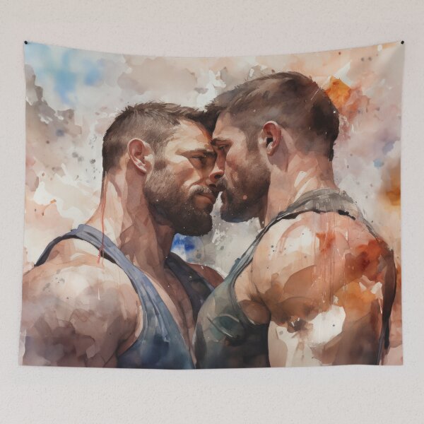 Item preview, Gay Bodybuilder Oil Painting designed and sold by BeautyofMasc.
