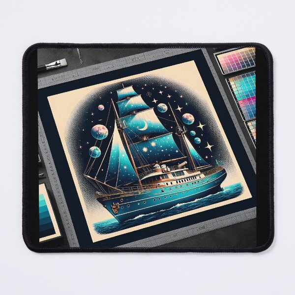 Item preview, Vintage Yacht: Celestial Seas in Hyperrealistic Sky designed and sold by ByDigitalDream.