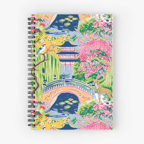 Item preview, Chinoiserie Monet garden with cheetah and Blue pagoda designed and sold by SophieClimaArt.