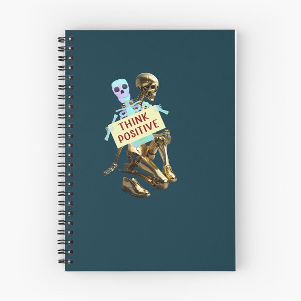 Item preview, Think positive, skeleton sticker affixed to a skeleton made of gold bones designed and sold by Creativesphotos.