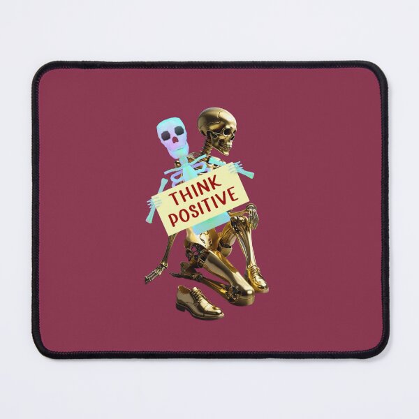 Item preview, Think positive, skeleton sticker affixed to a skeleton made of gold bones designed and sold by Creativesphotos.