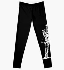 Daryl Dixon White Sketch on Black Background Leggings
