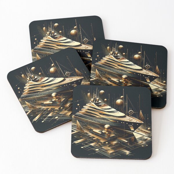 Item preview, Golden Yacht: Celestial Majesty in Geometric Style designed and sold by ByDigitalDream.