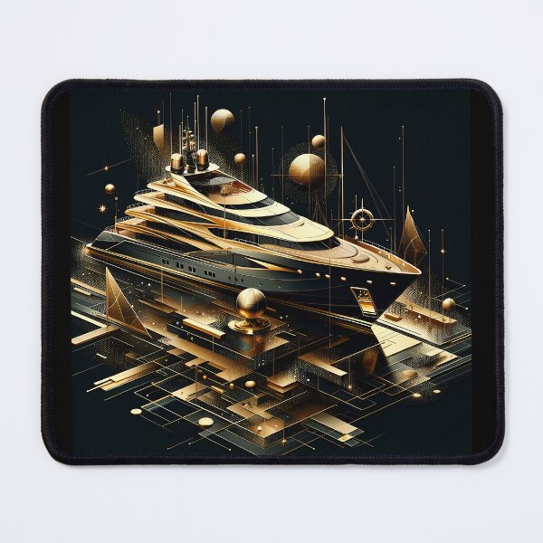 Item preview, Golden Yacht: Celestial Majesty in Geometric Style designed and sold by ByDigitalDream.