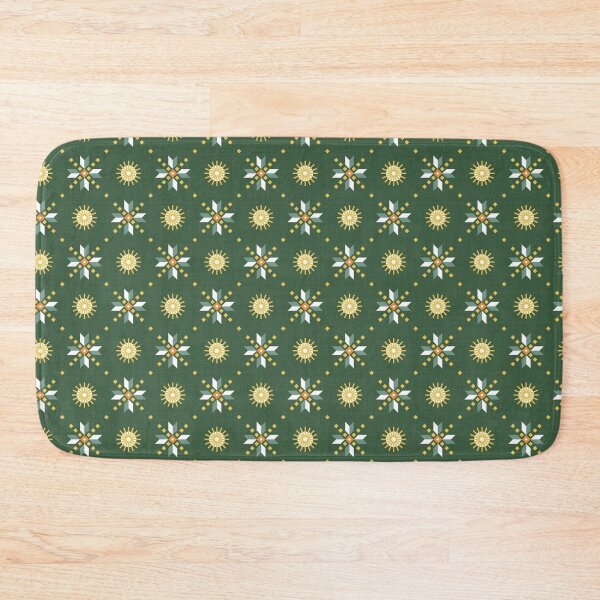 Item preview, Geometric retro stars on dark green designed and sold by colorofmagic.