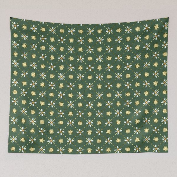 Item preview, Geometric retro stars on dark green designed and sold by colorofmagic.