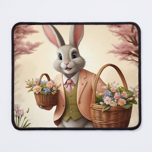 Item preview, Cute Easter bunny with flowers designed and sold by myikigai.