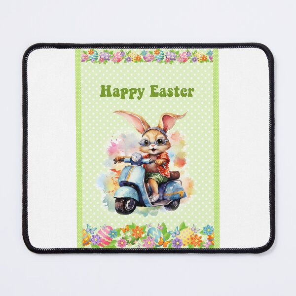Item preview, Easter card with watercolor Funny Cute Easter Bunny on the bike postcard designed and sold by Createya.
