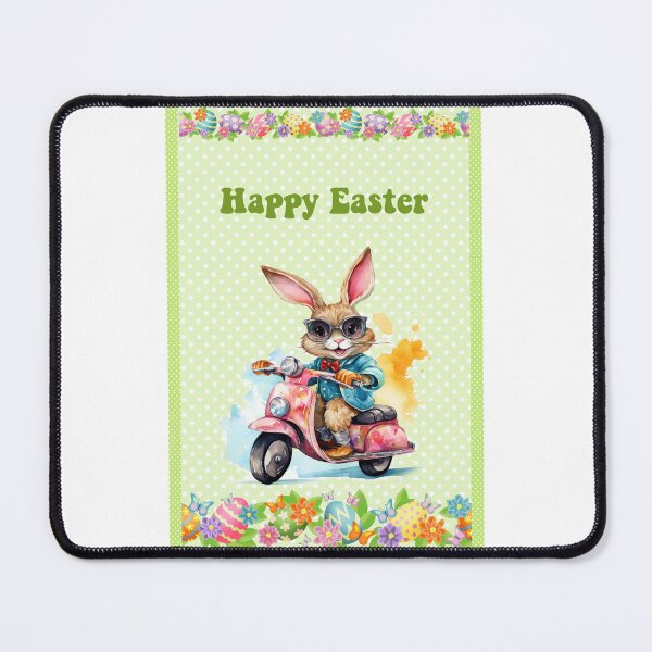 Item preview, Easter card with watercolor Funny Cute Easter Bunny on the bike postcard designed and sold by Createya.