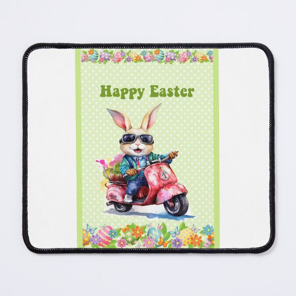Item preview, Easter card with watercolor Funny Cute Easter Bunny on the bike postcard designed and sold by Createya.