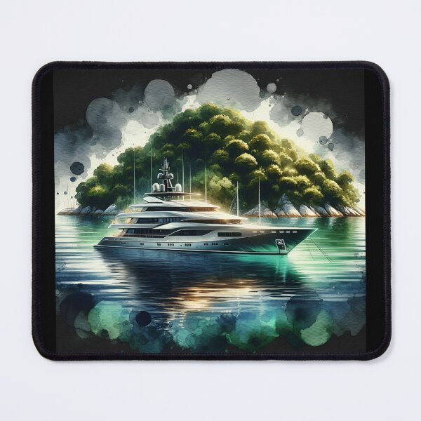 Item preview, Island Dream: Glistening Yacht in Silver designed and sold by ByDigitalDream.
