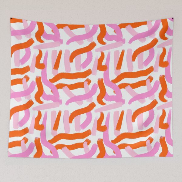 Item preview, Abstract, Paint Brush Marks Strokes, Pink and Orange designed and sold by OneThreeSix.