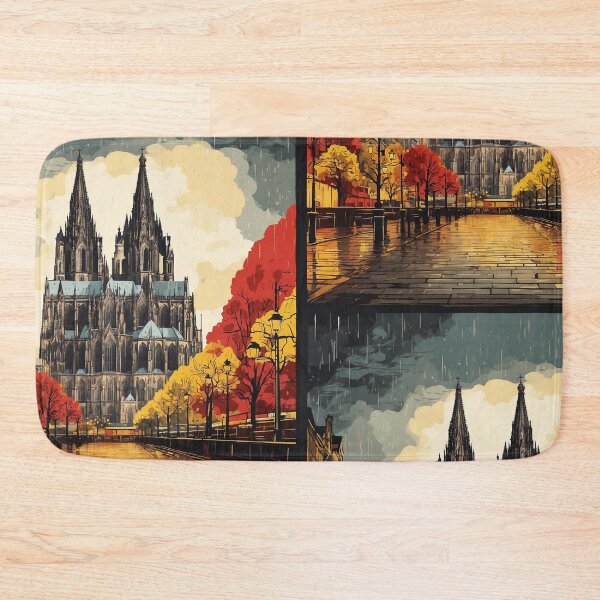 Item preview, Cologne Cathedral Germany Rainy Night Vintage Travel Poster Art designed and sold by TravelersGems.