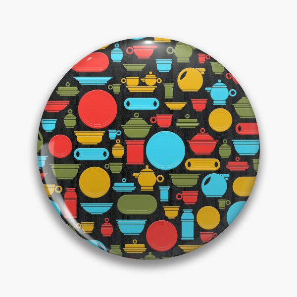 Item preview, Vintage Ceramics in Red Blue Green and Gold on Black designed and sold by Squilla Design Studio.