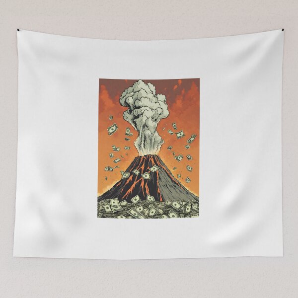 Item preview, volcano throwing out dollars designed and sold by Periush.
