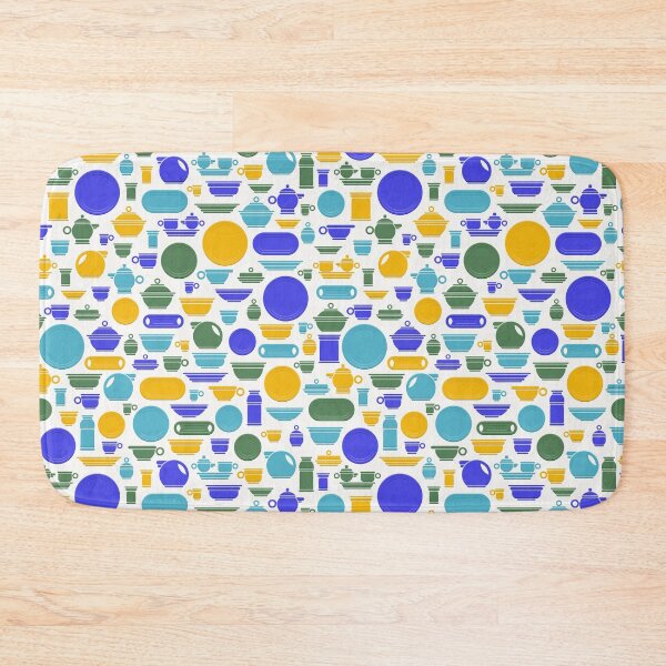 Item preview, Vintage Ceramics in Gold Blue Green and Teal on White designed and sold by Squilla Design Studio.