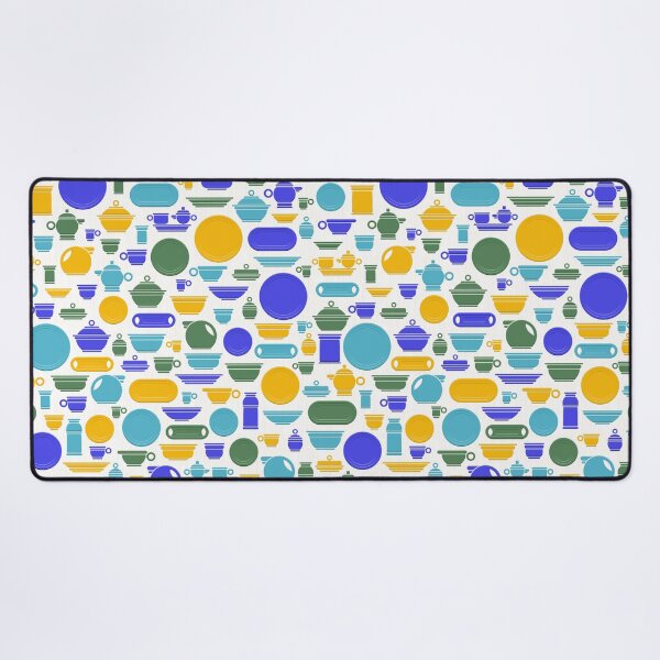 Item preview, Vintage Ceramics in Gold Blue Green and Teal on White designed and sold by Squilla Design Studio.
