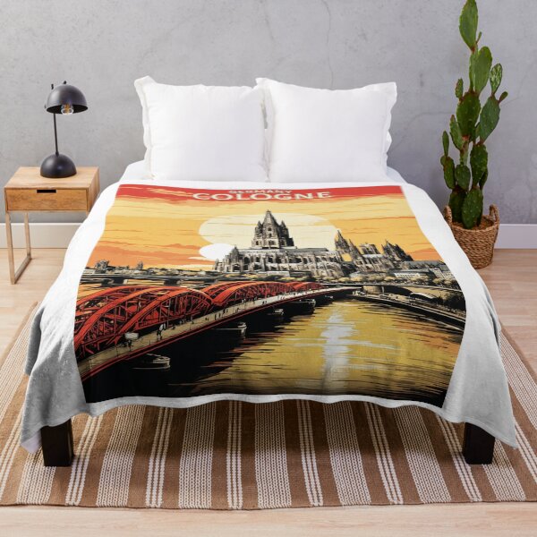 Aperçu de l'œuvre Allemagne Cologne Cathédrale Coucher de soleil Vintage Travel Poster Art créée et vendue par TravelersGems.