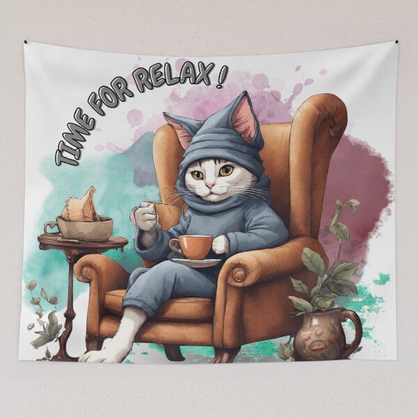 Item preview, relaxed cat designed and sold by Lunaawga.