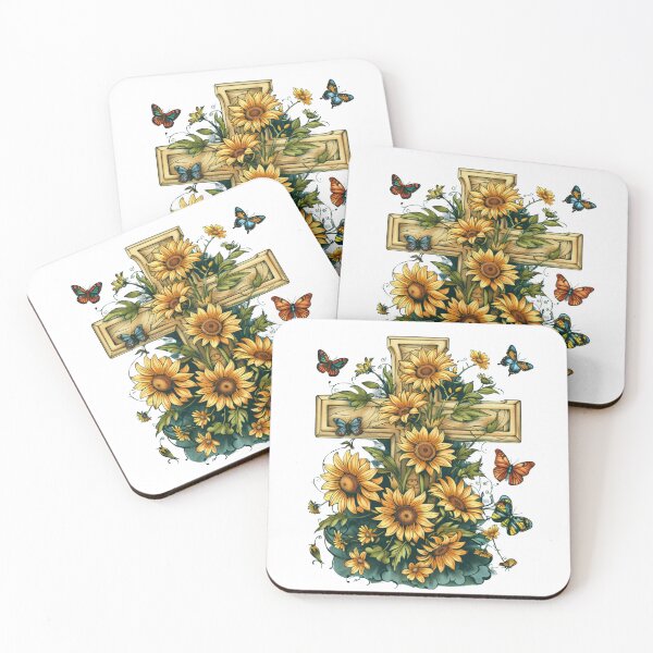 Item preview, Cross Sunflowers Butterflies Christian Choose joy   designed and sold by ArtFromBeyond.