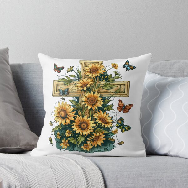 Item preview, Cross Sunflowers Butterflies Christian Choose joy   designed and sold by ArtFromBeyond.