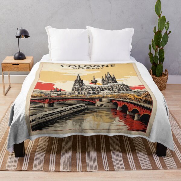 Aperçu de l'œuvre Allemagne Cologne Allemagne Coucher de soleil Affiche de voyage vintage créée et vendue par TravelersGems.