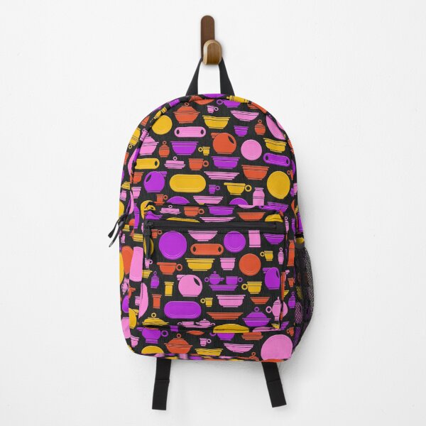 Item preview, Vintage Ceramics in Groovy Red Pink Purple and Gold on Black designed and sold by Squilla Design Studio.