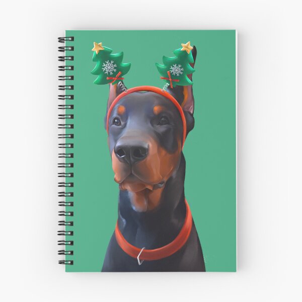 Item preview, Christmas portrait of a Doberman on a green background designed and sold by MrsErvin.