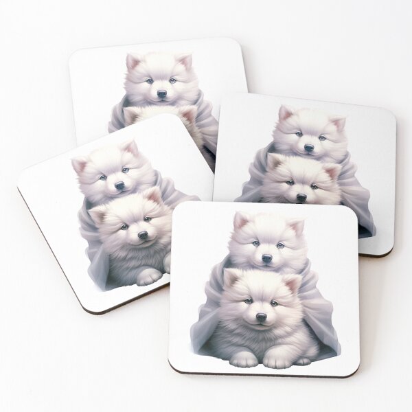 Item preview, Samoyed puppy duo designed and sold by Plotterzebra.