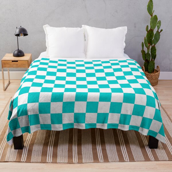 Item preview, Small Checkered - White and Cyan designed and sold by JustPatterns2.