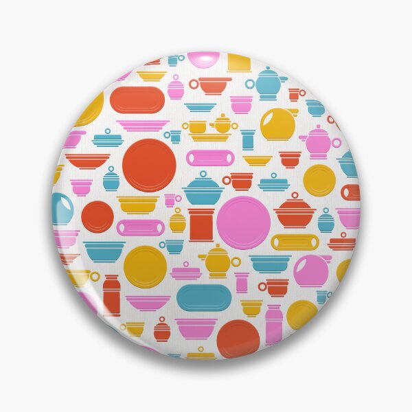 Item preview, Vintage Ceramics in Orange Pink Teal and Gold on White designed and sold by Squilla Design Studio.