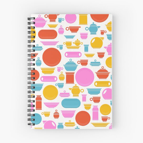 Item preview, Vintage Ceramics in Orange Pink Teal and Gold on White designed and sold by Squilla Design Studio.