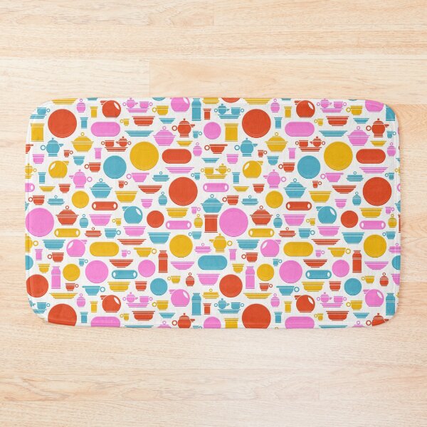 Item preview, Vintage Ceramics in Orange Pink Teal and Gold on White designed and sold by Squilla Design Studio.