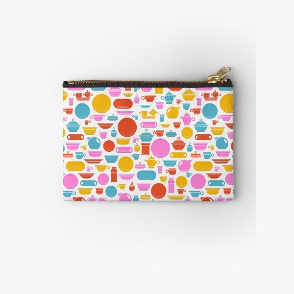 Item preview, Vintage Ceramics in Orange Pink Teal and Gold on White designed and sold by Squilla Design Studio.