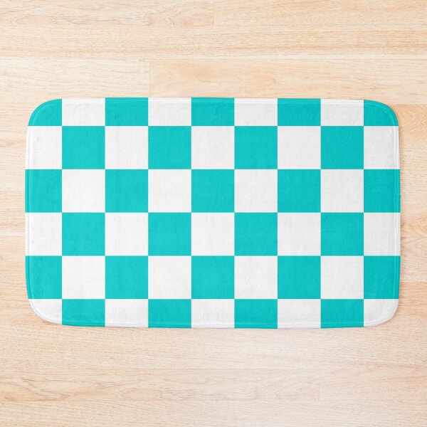 Item preview, Checkered - White and Cyan designed and sold by JustPatterns2.
