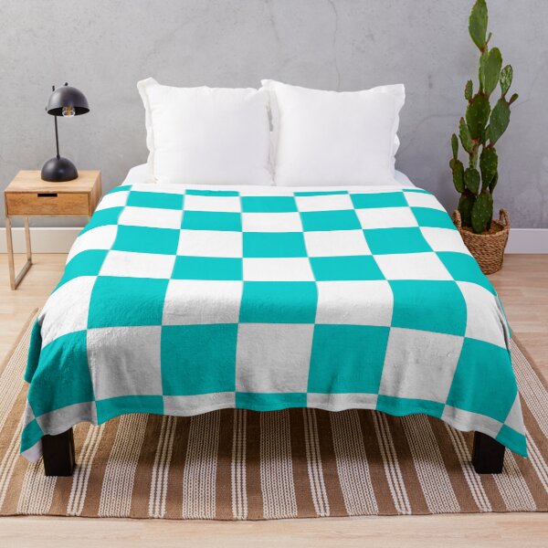 Item preview, Checkered - White and Cyan designed and sold by JustPatterns2.