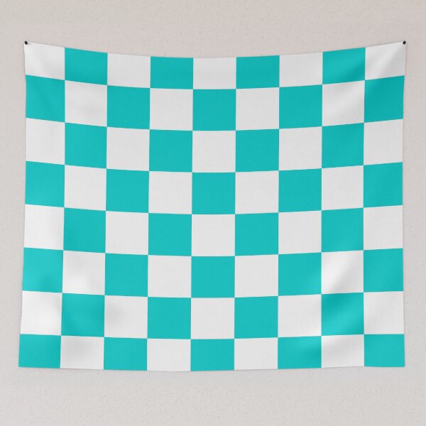 Item preview, Checkered - White and Cyan designed and sold by JustPatterns2.