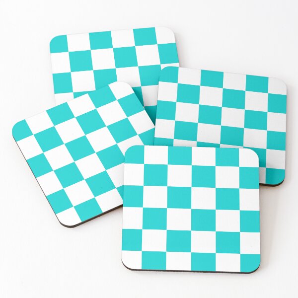 Item preview, Large Checkered - White and Cyan designed and sold by JustPatterns2.