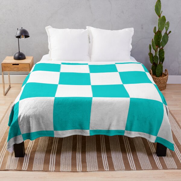 Item preview, Large Checkered - White and Cyan designed and sold by JustPatterns2.