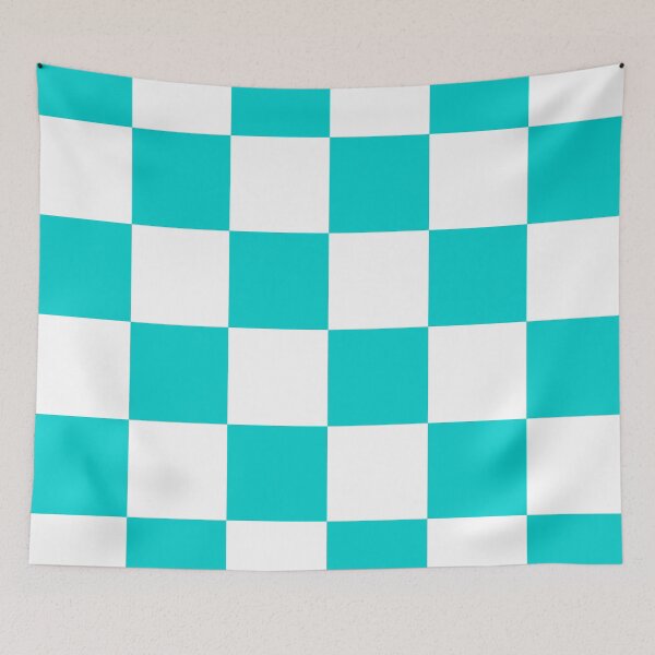 Item preview, Large Checkered - White and Cyan designed and sold by JustPatterns2.