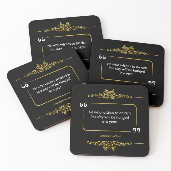 Item preview, Leonardo da Vinci quote Being rich in a day designed and sold by paragonDesign28.