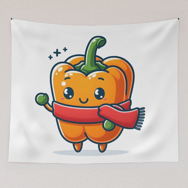 Item preview, Kawaii Bell Pepper With Scarf designed and sold by CanvasCutie.