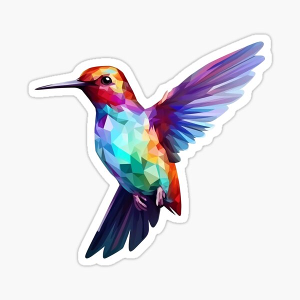 Item preview, Rainbow Geometric Hummingbird  designed and sold by Weirdanya.