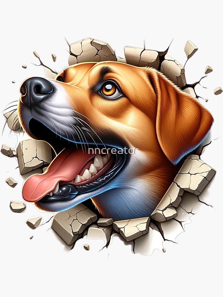 Thumbnail 3 of 3, Sticker, Beagle Breakout: A Pup's Joyful Burst designed and sold by nncreator.
