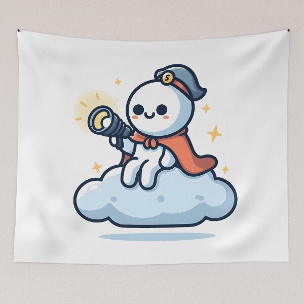 Item preview, Kawaii Ghost Hunter: Wearing A Cape And Holding A Flashlight designed and sold by CanvasCutie.
