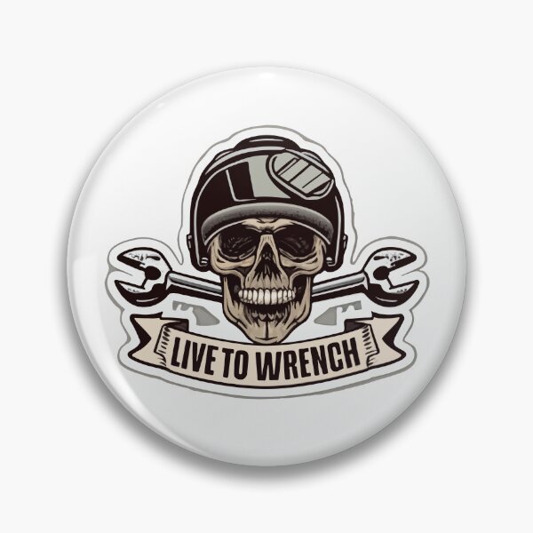Item preview, Live to Wrench - Skull and Crossed Wrenches Sticker designed and sold by NiftyWrx.