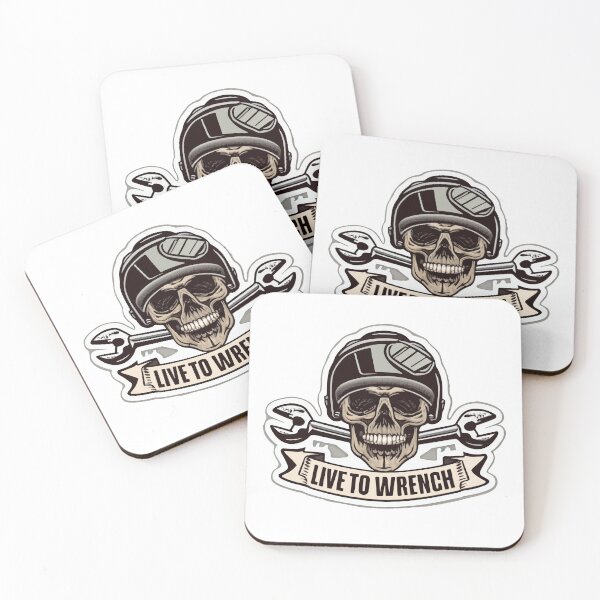 Item preview, Live to Wrench - Skull and Crossed Wrenches Sticker designed and sold by NiftyWrx.