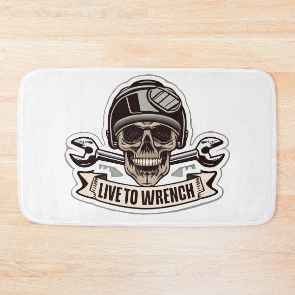 Item preview, Live to Wrench - Skull and Crossed Wrenches Sticker designed and sold by NiftyWrx.