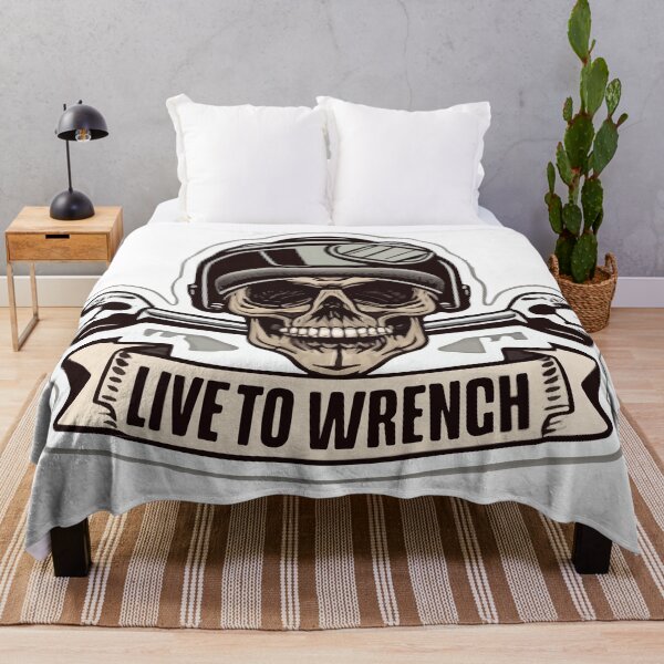 Item preview, Live to Wrench - Skull and Crossed Wrenches Sticker designed and sold by NiftyWrx.
